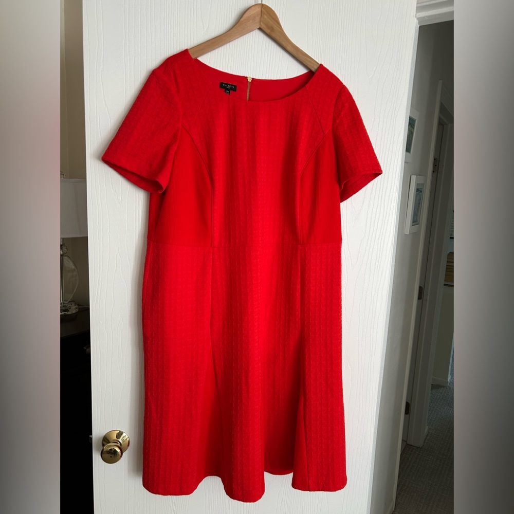Talbots Red Sheath Dress Short Sleeve Bateau Neckline